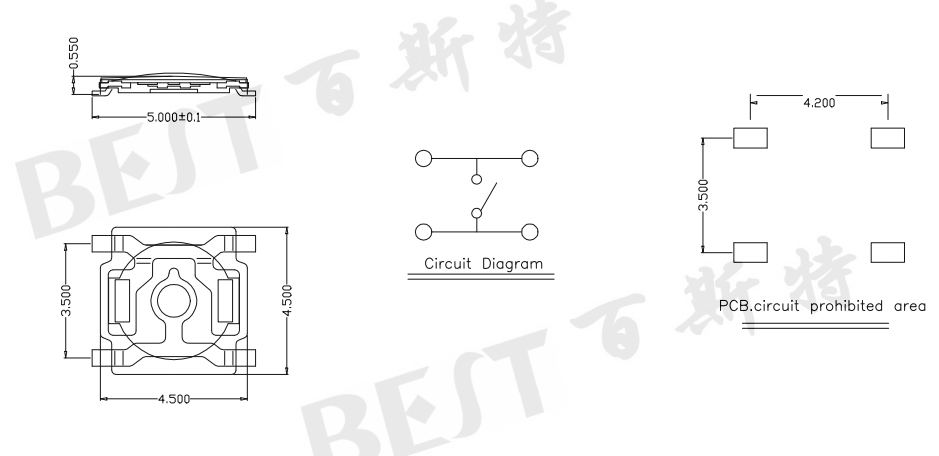 貼片輕觸開關規格書