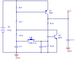 輕觸開關(guān)實(shí)現(xiàn)自鎖功能電路圖